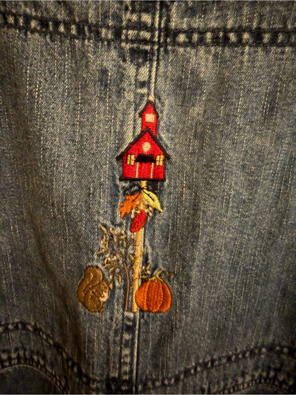 Christopher & Banks Vintage Fall Embroidered Denim Jumper Dress M - Picture 8 of 11